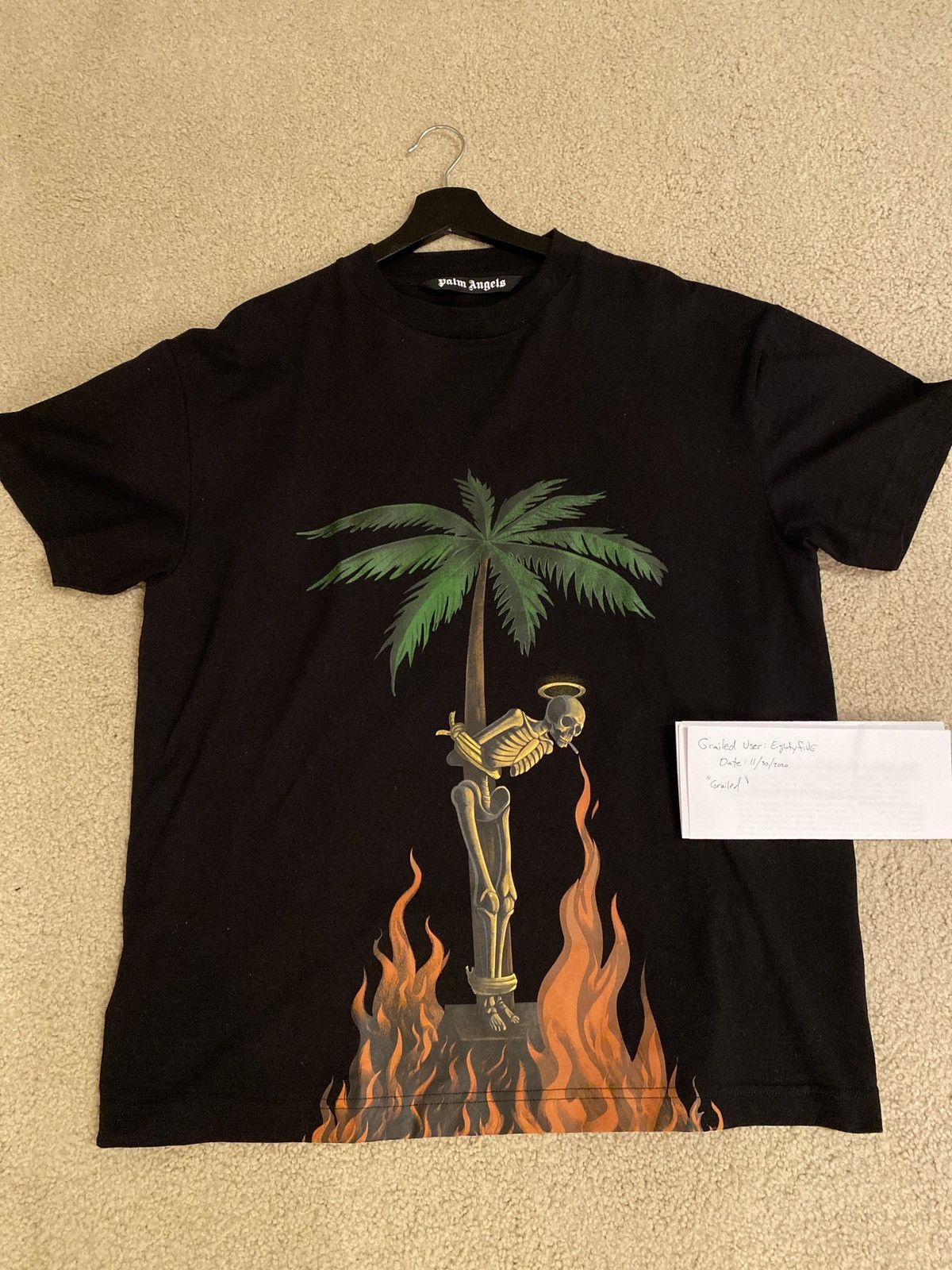 Palm Angels Palm Angels Burning Skeleton T Shirt NEW | Grailed