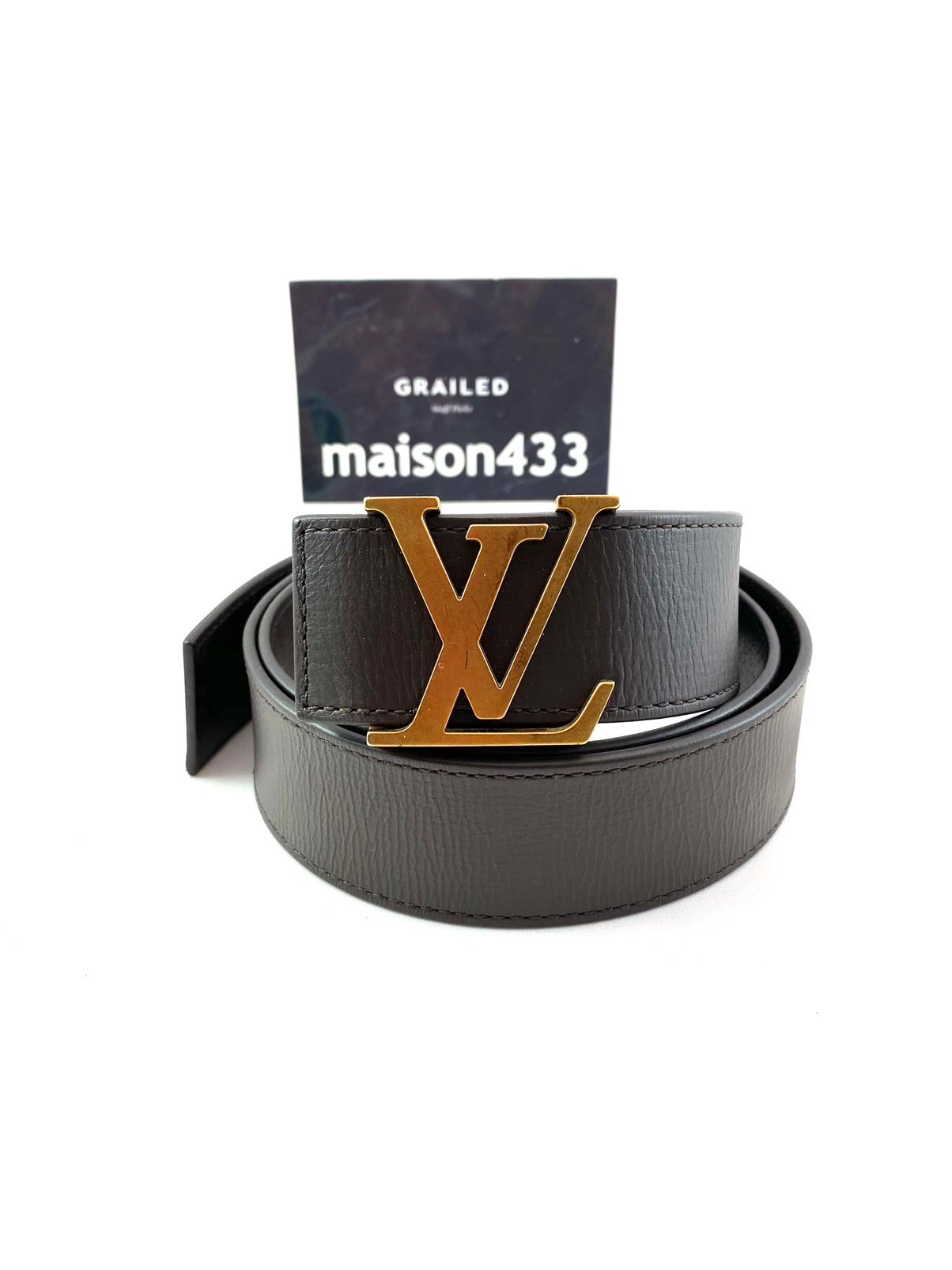Louis Vuitton Louis Vuitton LV Utah Brown Leather Bronze Initials 40 Belt