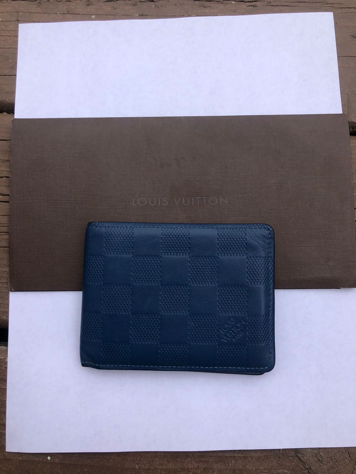 Louis Vuitton Blue Damier Infini Leather Slender Wallet