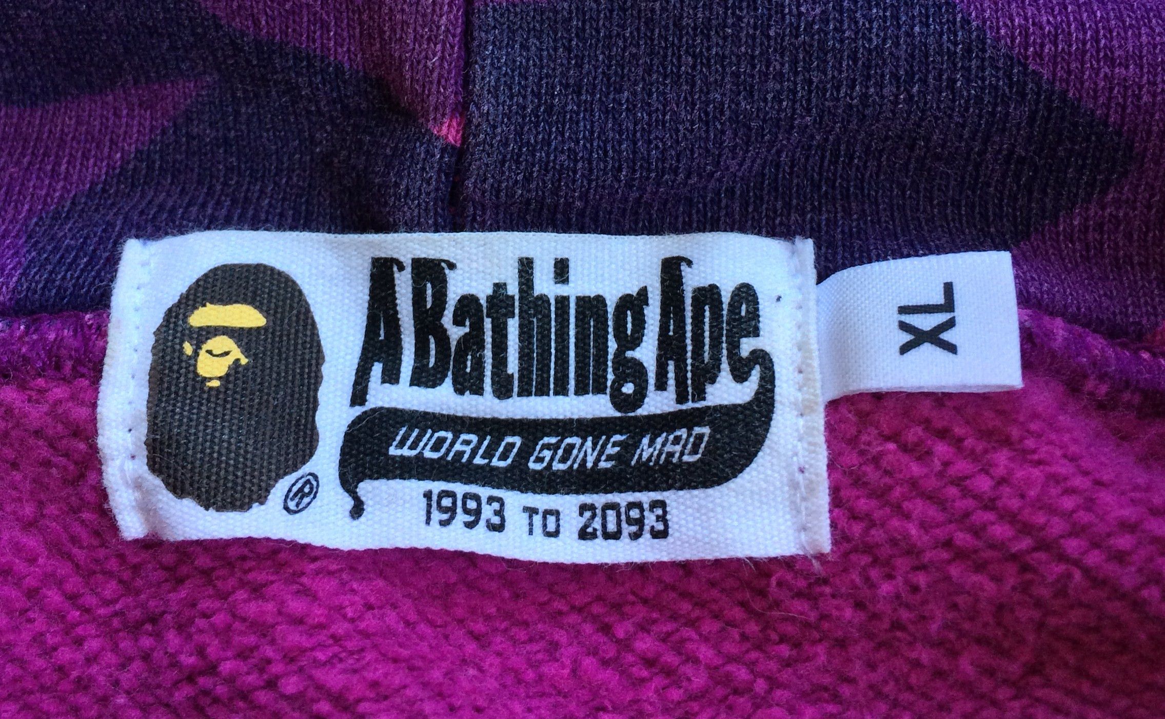 Bape BAPE Purple Camo Distressed Spellout Hoodie Size US XL / EU 56 / 4 - 4 Thumbnail