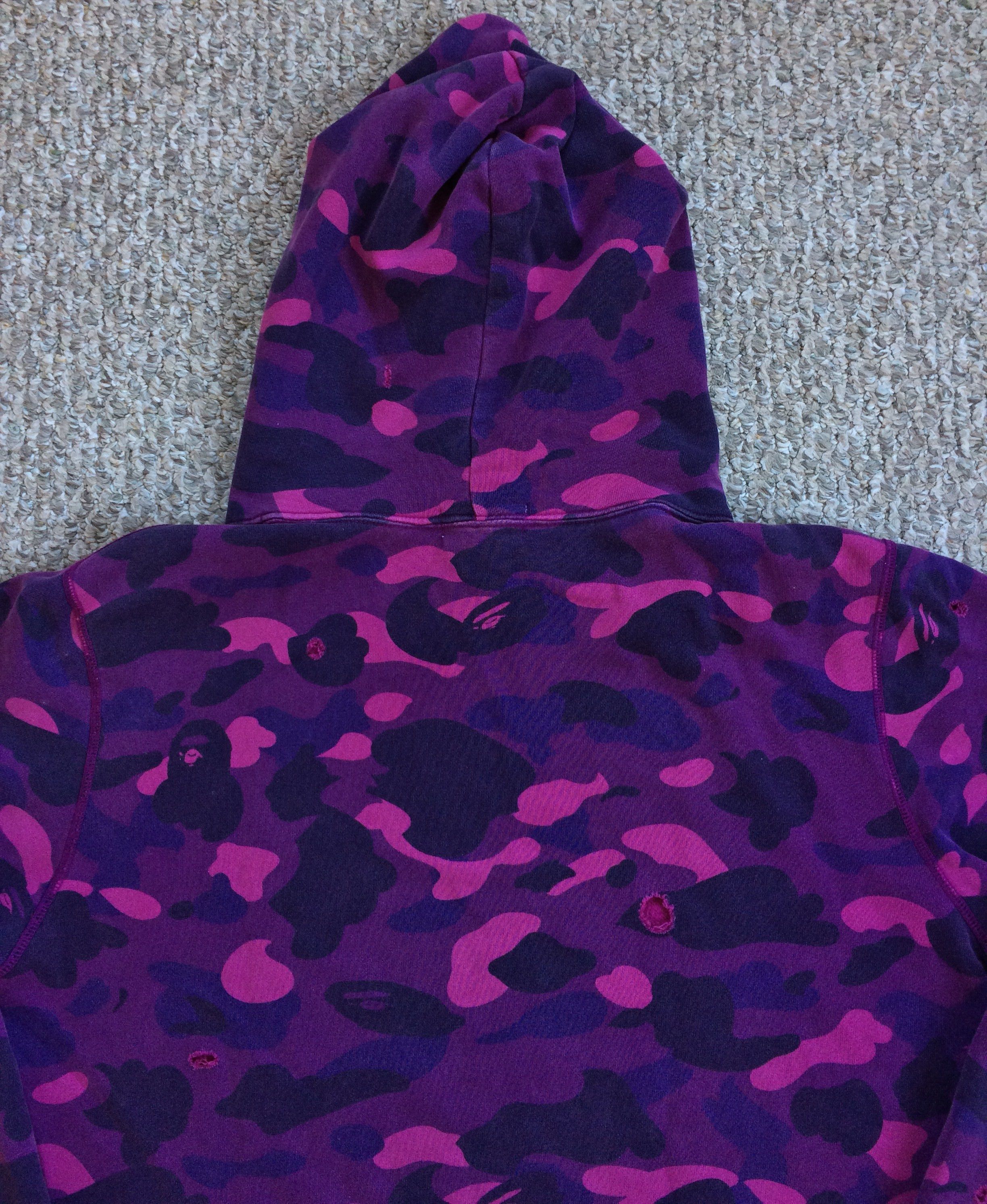 Bape BAPE Purple Camo Distressed Spellout Hoodie Size US XL / EU 56 / 4 - 7 Thumbnail