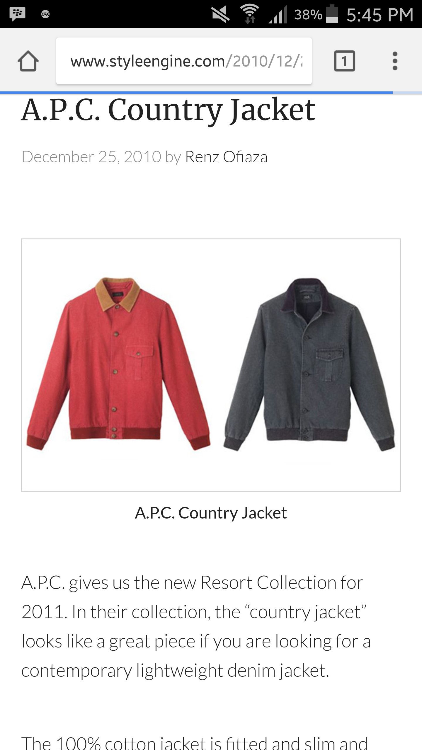 A.P.C. Country jacket 2011 Size US S / EU 44-46 / 1 - 8 Thumbnail