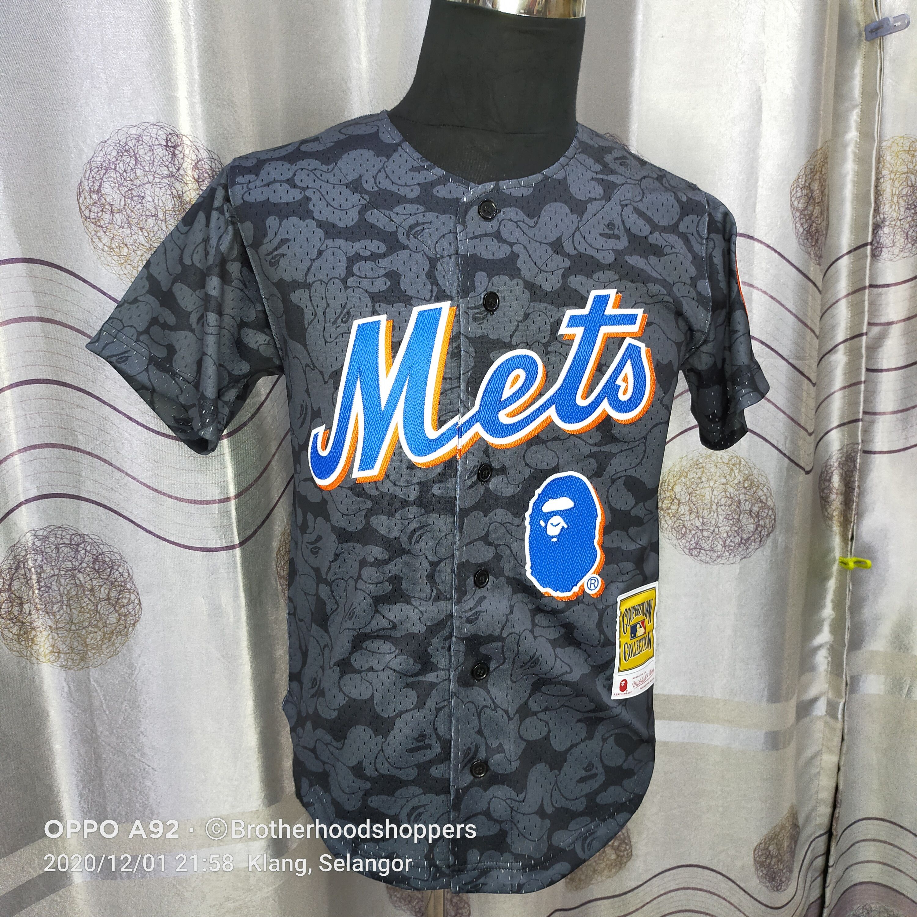 A BATHING APE MITCHELL ＆ NESS NEWYORK METS BASEBALL JERSEY LARGE