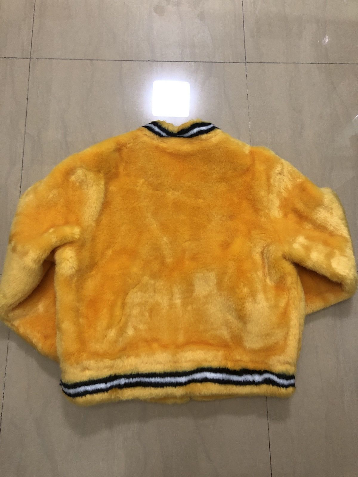 Supreme SUPREME FAUX FUR VARSITY JACKET -YELLOW | Grailed