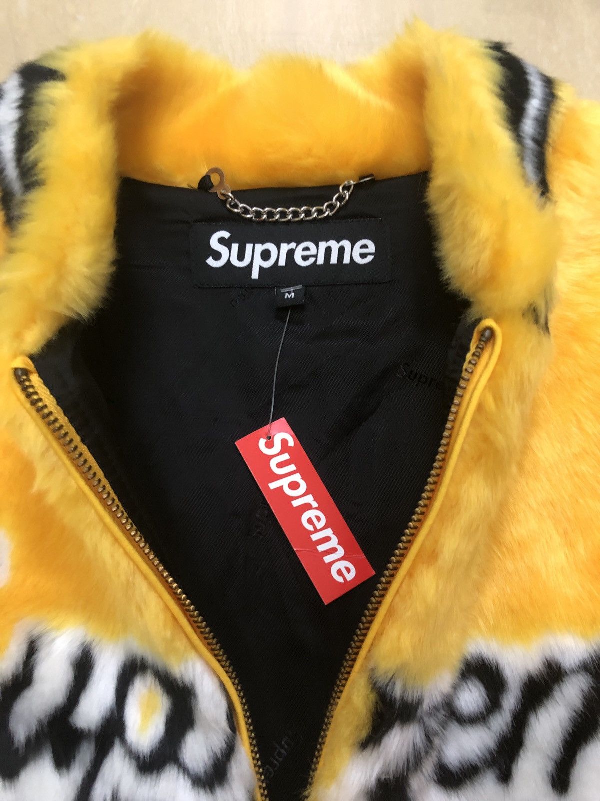 Supreme SUPREME FAUX FUR VARSITY JACKET -YELLOW | Grailed