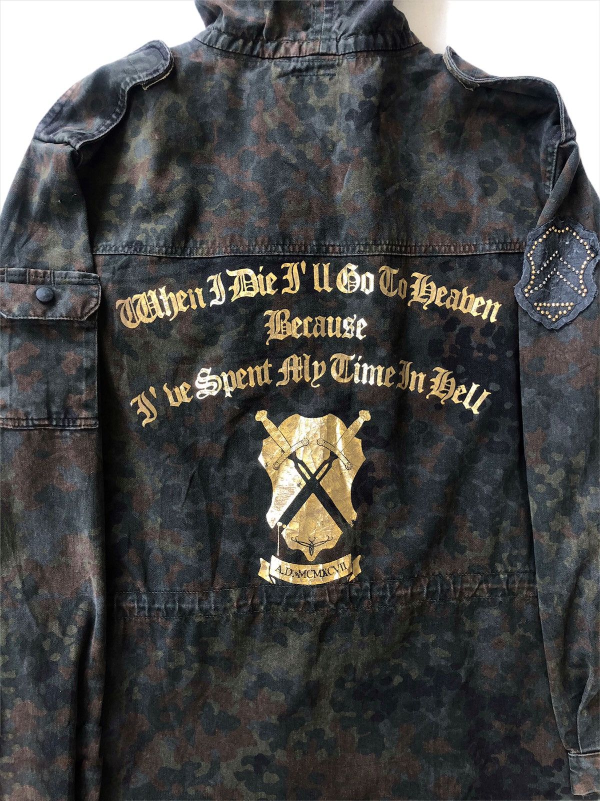 DOPE🔥90s Swiss Army Camo Reconstruct Anorak Parka