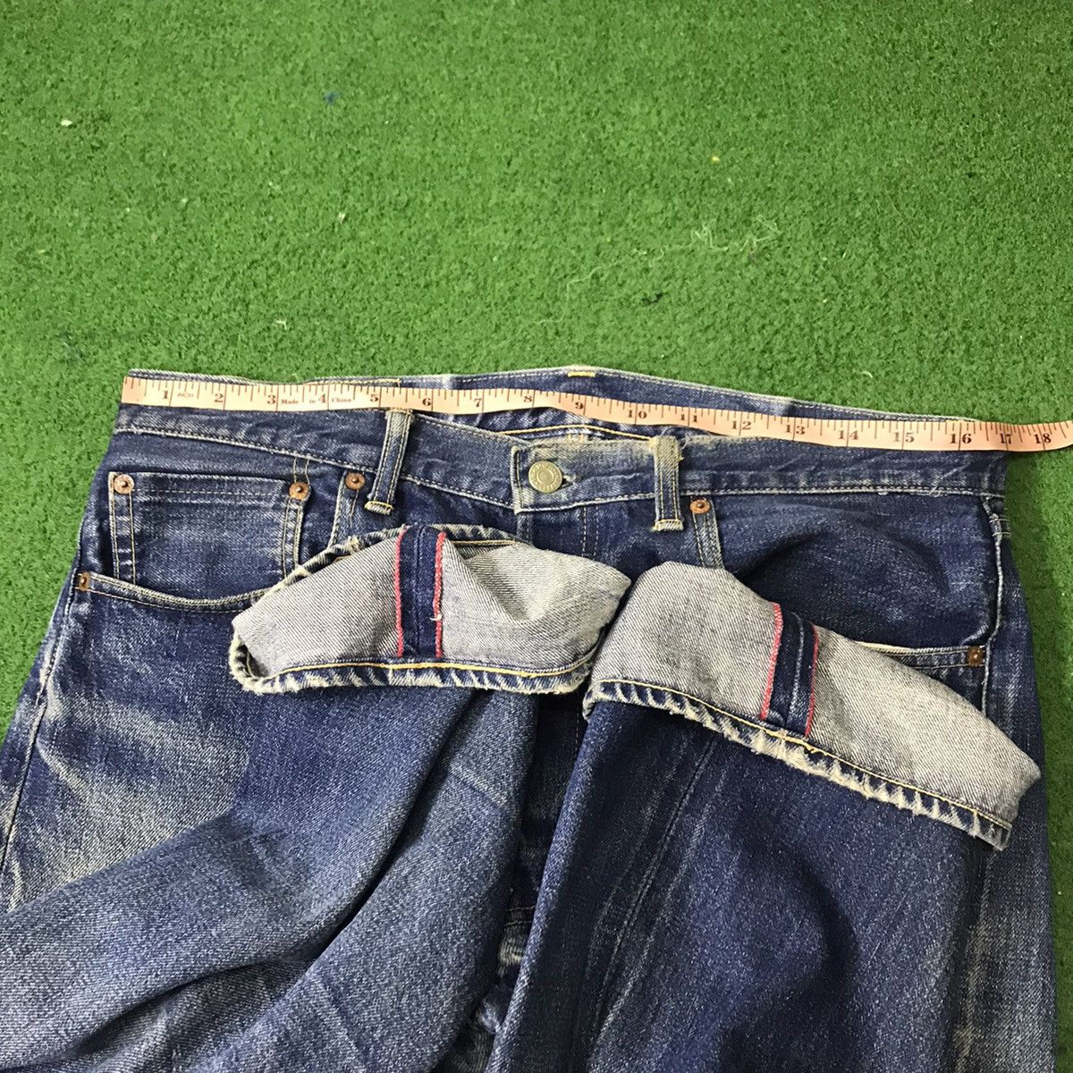 HOLLYWOOD RANCH MARKET HR Market Mudwash Distressed Denim Selvedge Jeans Size US 34 / EU 50 - 19 Thumbnail