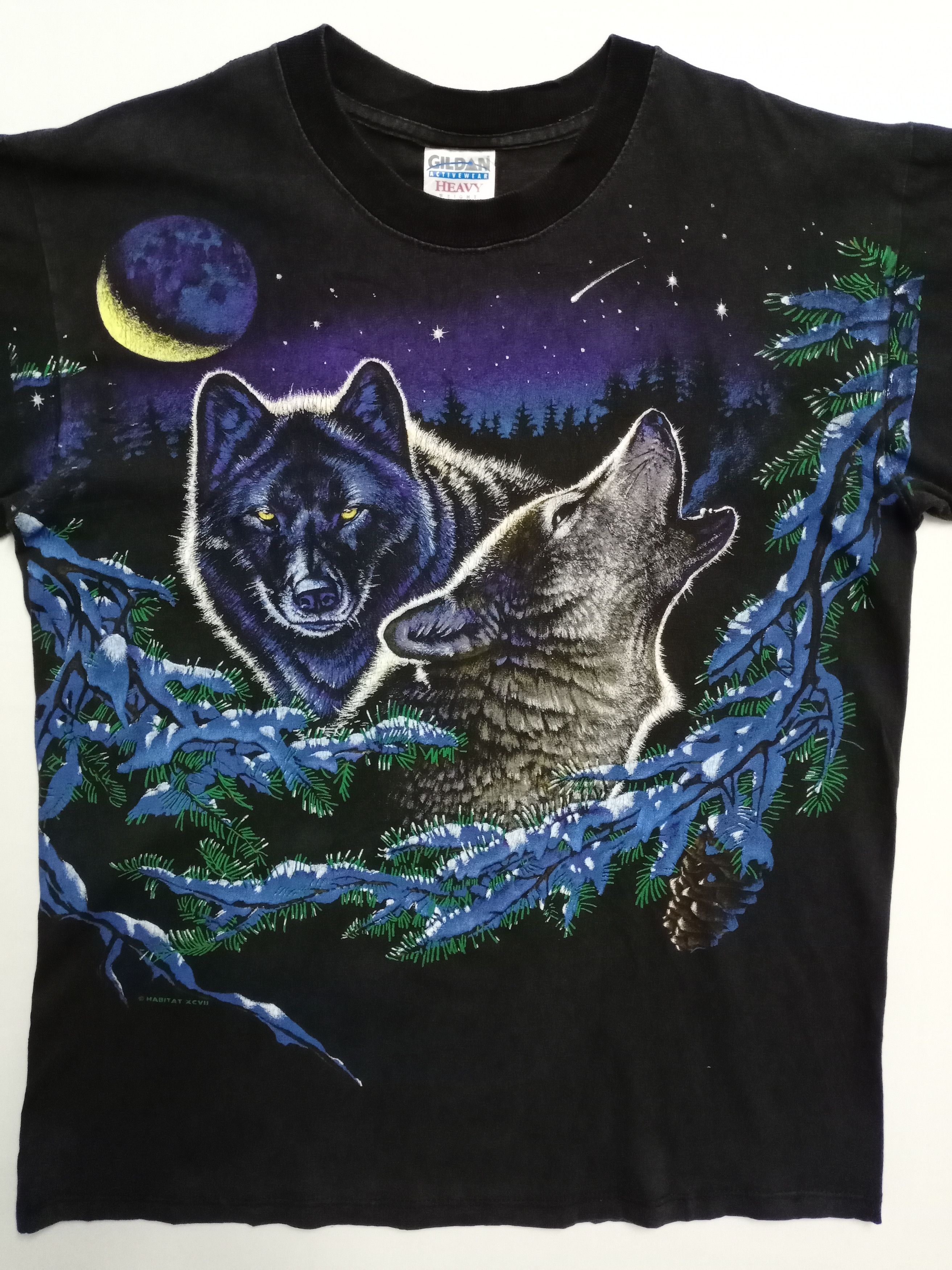 Habitat × Vintage Vintage Habitat Wolf At Night Over print Animal T-Shirt Size US M / EU 48-50 / 2 - 5 Thumbnail