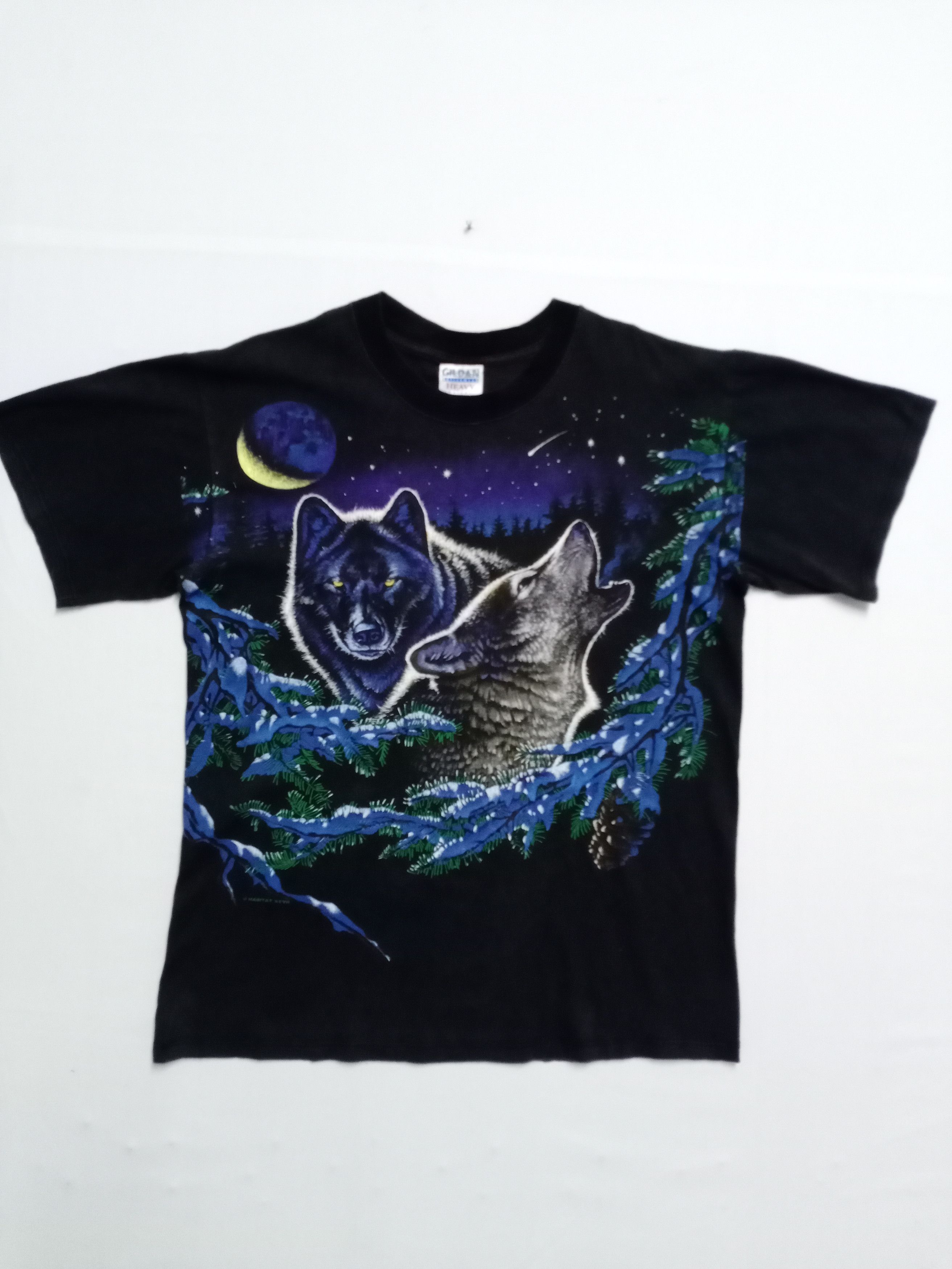 Habitat × Vintage Vintage Habitat Wolf At Night Over print Animal T-Shirt Size US M / EU 48-50 / 2 - 1 Thumbnail