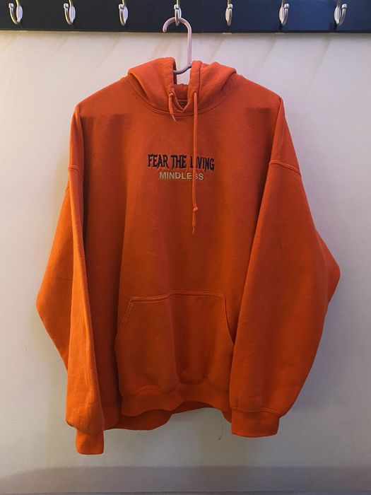 Fear the living mindless cheap orange hoodie