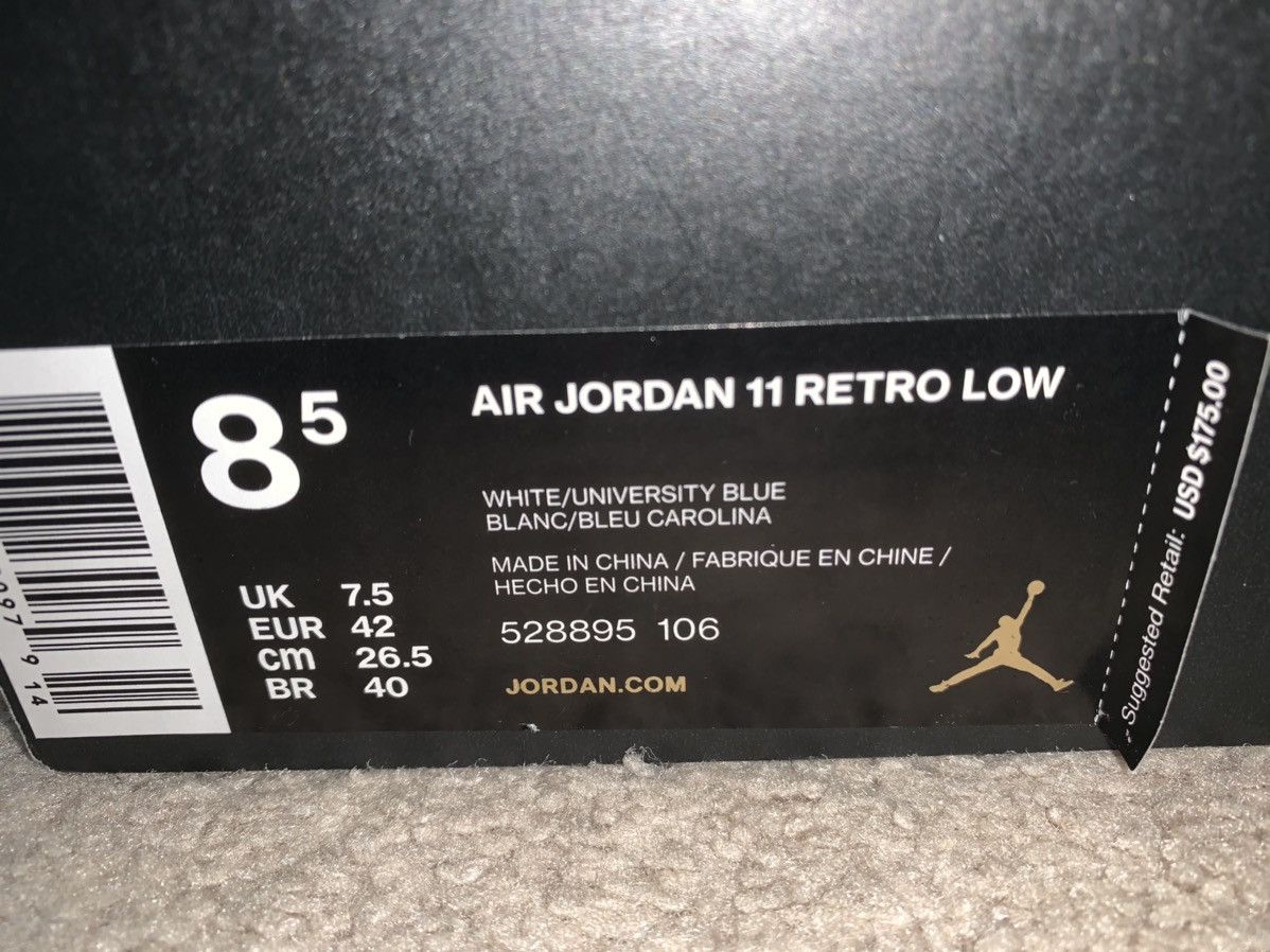 Jordan Brand Air Jordan 11 Retro Low UNC 2017 Size US 8.5 / EU 41-42 - 4 Thumbnail