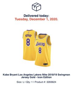 Kobe Bryant #8 Los Angeles Lakers Nike +2 Yellow Gold Sewn Jersey