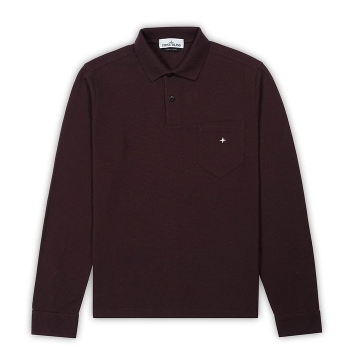 Stone Island STONE ISLAND — Star Logo L/S Pique Burgundy - 681521417 ...