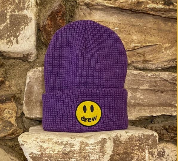 Vintage Drew House Justin Bieber Mascot Waffle Beanie Hat Purple ...
