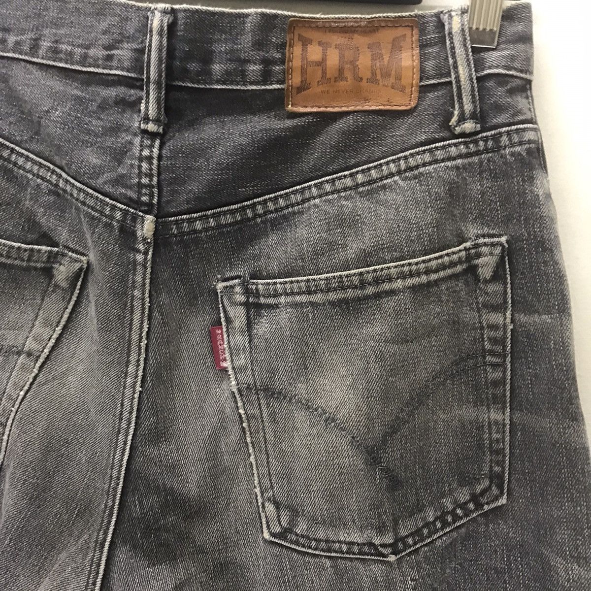 HOLLYWOOD RANCH MARKET HR Market Faded Black Distressed Denim Selvedge Jeans Size US 30 / EU 46 - 13 Thumbnail