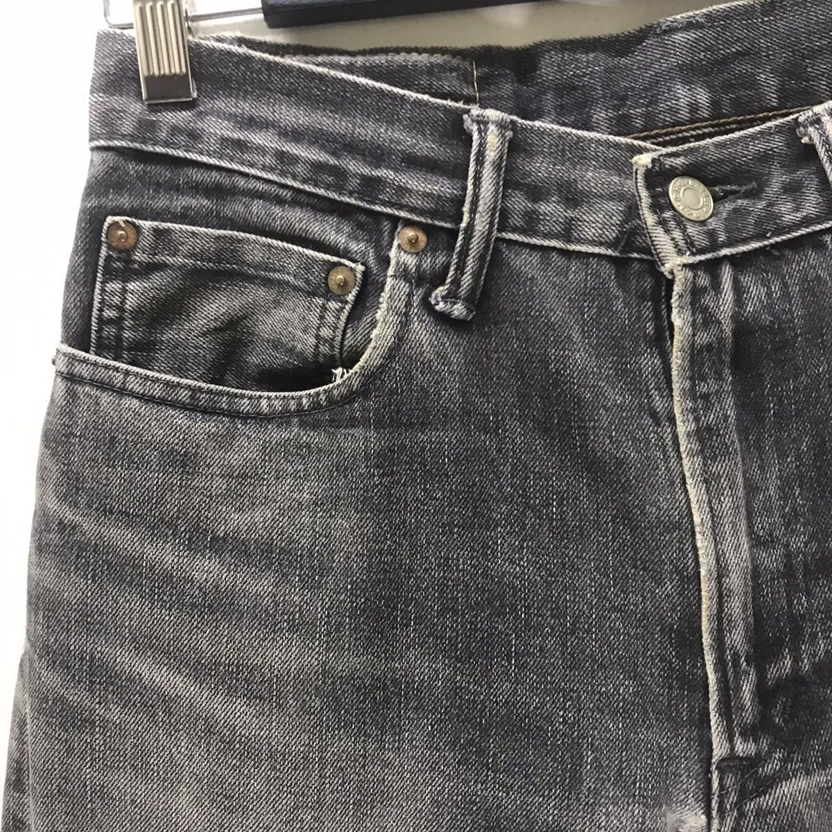 HOLLYWOOD RANCH MARKET HR Market Faded Black Distressed Denim Selvedge Jeans Size US 30 / EU 46 - 4 Thumbnail