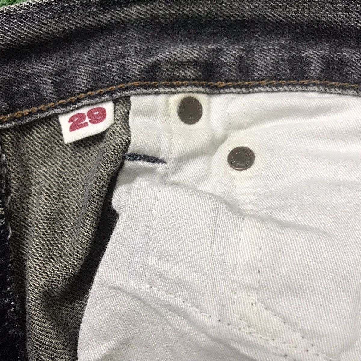 HOLLYWOOD RANCH MARKET HR Market Faded Black Distressed Denim Selvedge Jeans Size US 30 / EU 46 - 21 Thumbnail