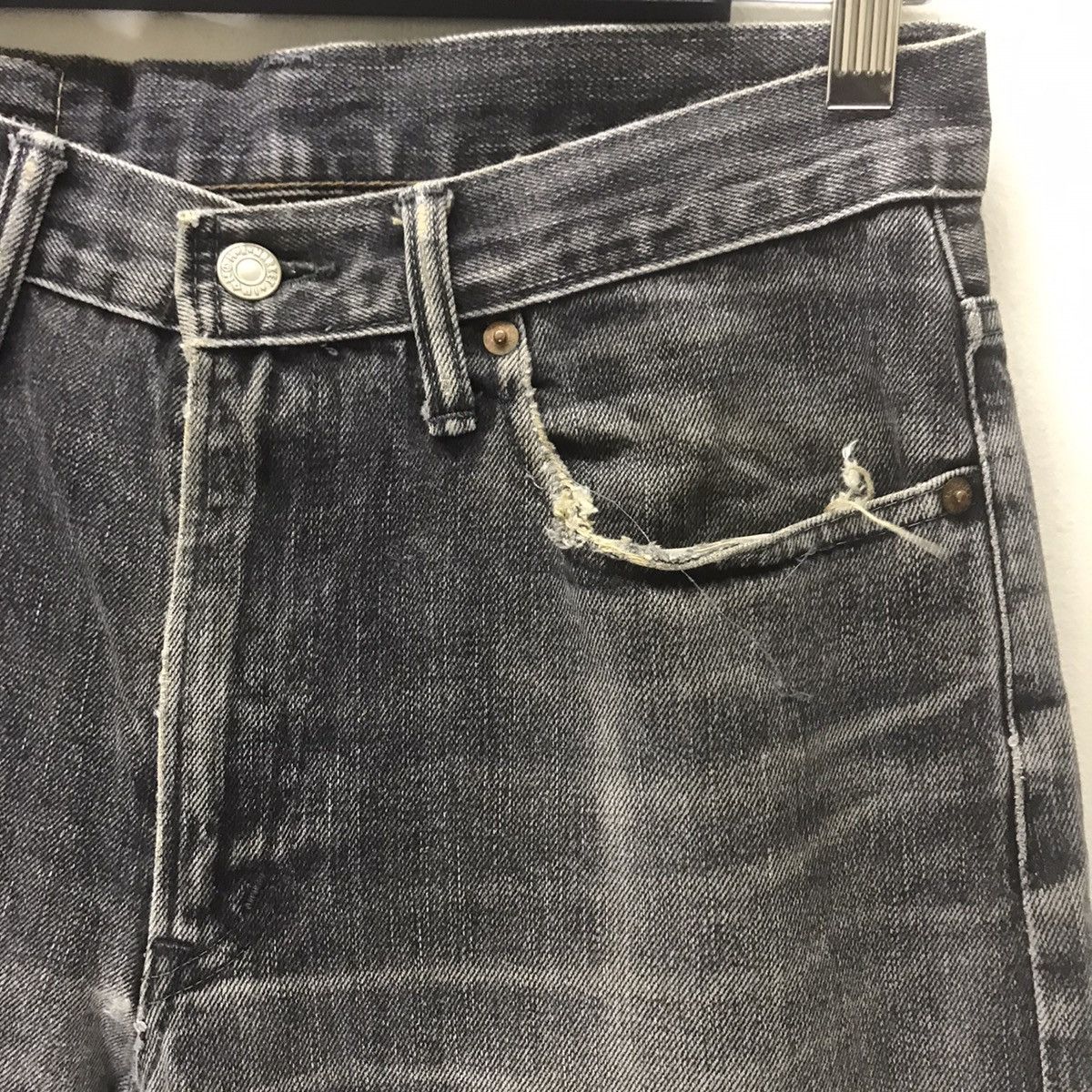 HOLLYWOOD RANCH MARKET HR Market Faded Black Distressed Denim Selvedge Jeans Size US 30 / EU 46 - 5 Thumbnail