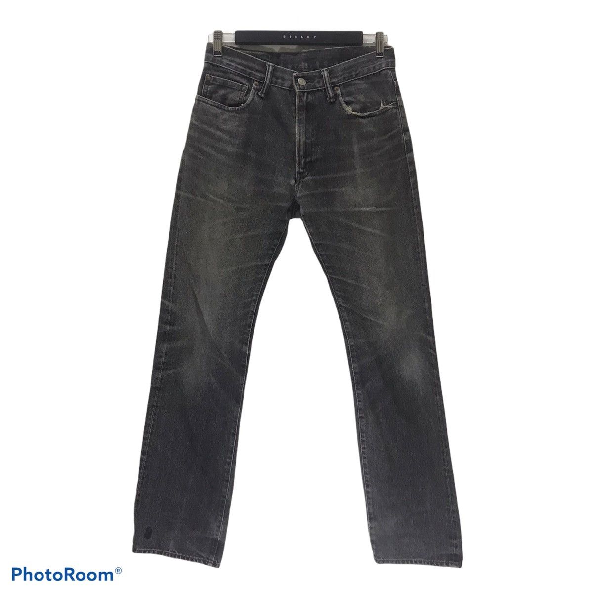 HR Market Faded Black Distressed Denim Selvedge Jeans