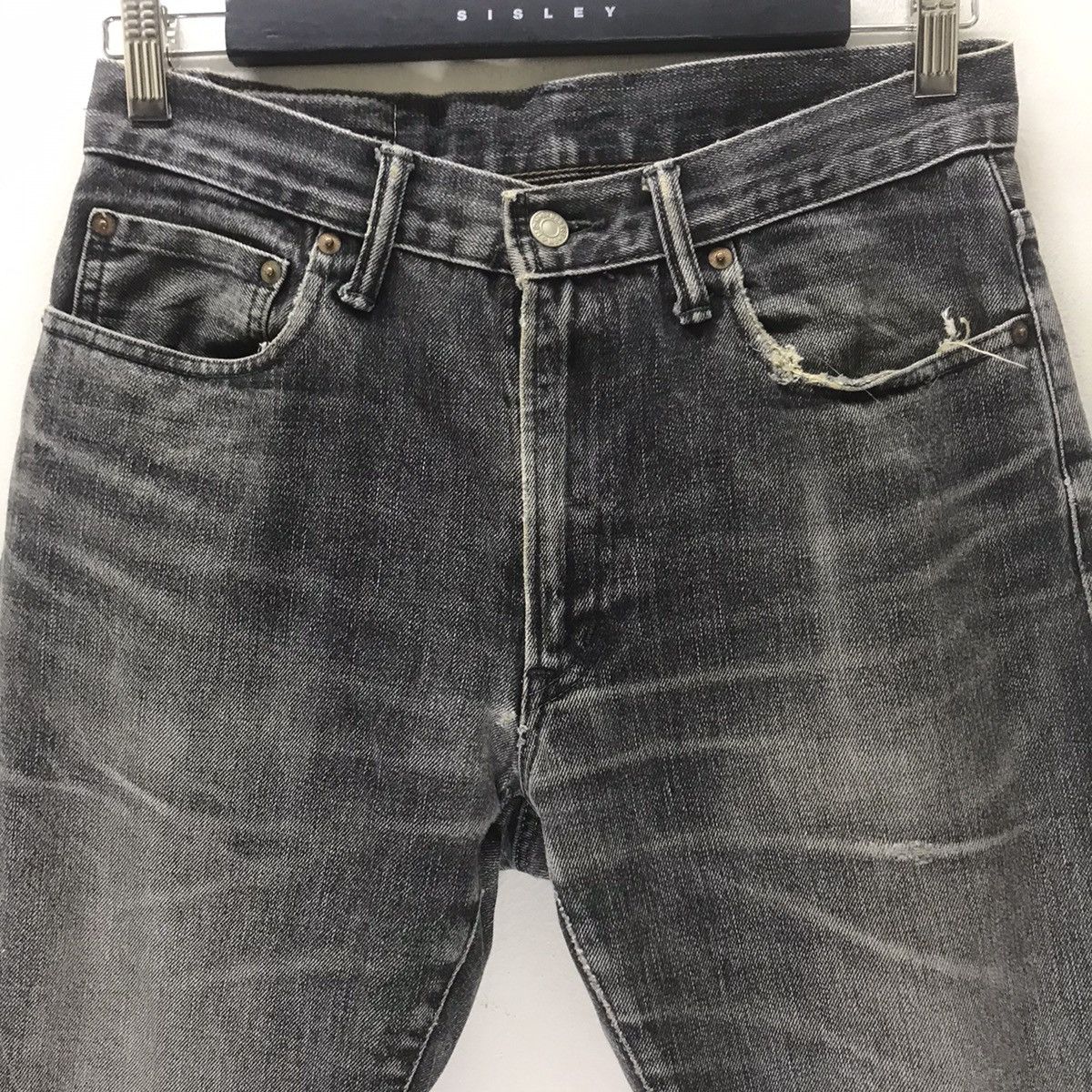 HOLLYWOOD RANCH MARKET HR Market Faded Black Distressed Denim Selvedge Jeans Size US 30 / EU 46 - 3 Thumbnail