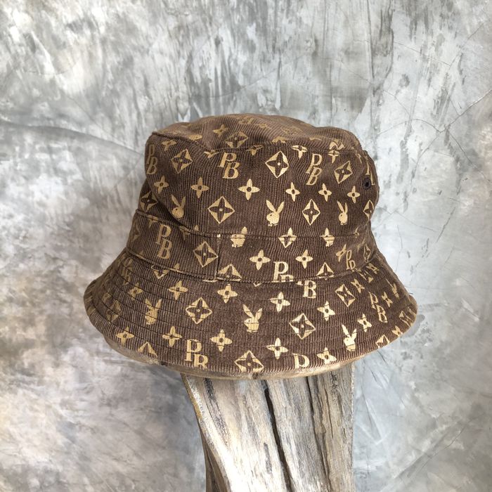 Vintage Playboy Louis Vuitton monogram parody corduroy bucket hat