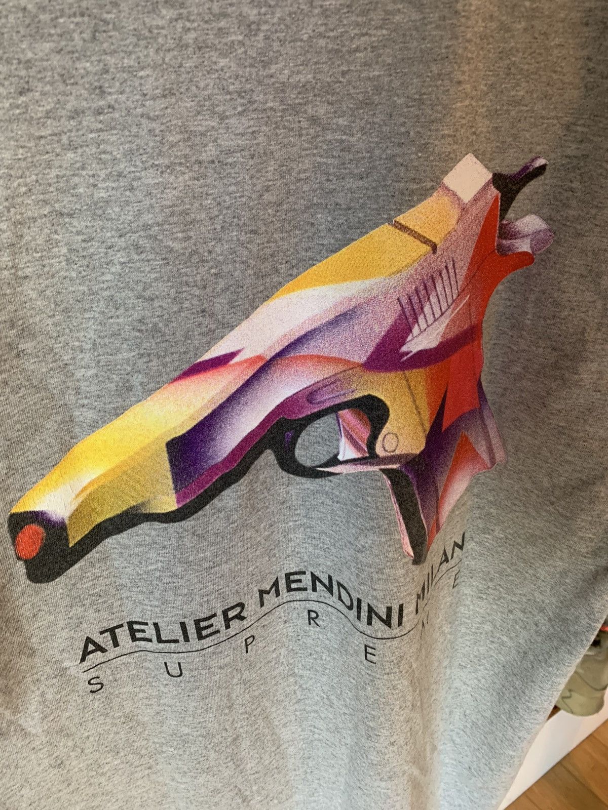 Supreme Supreme Mendini Gun Tee SS16 Heather Grey Size US M / EU 48-50 / 2 - 2 Thumbnail