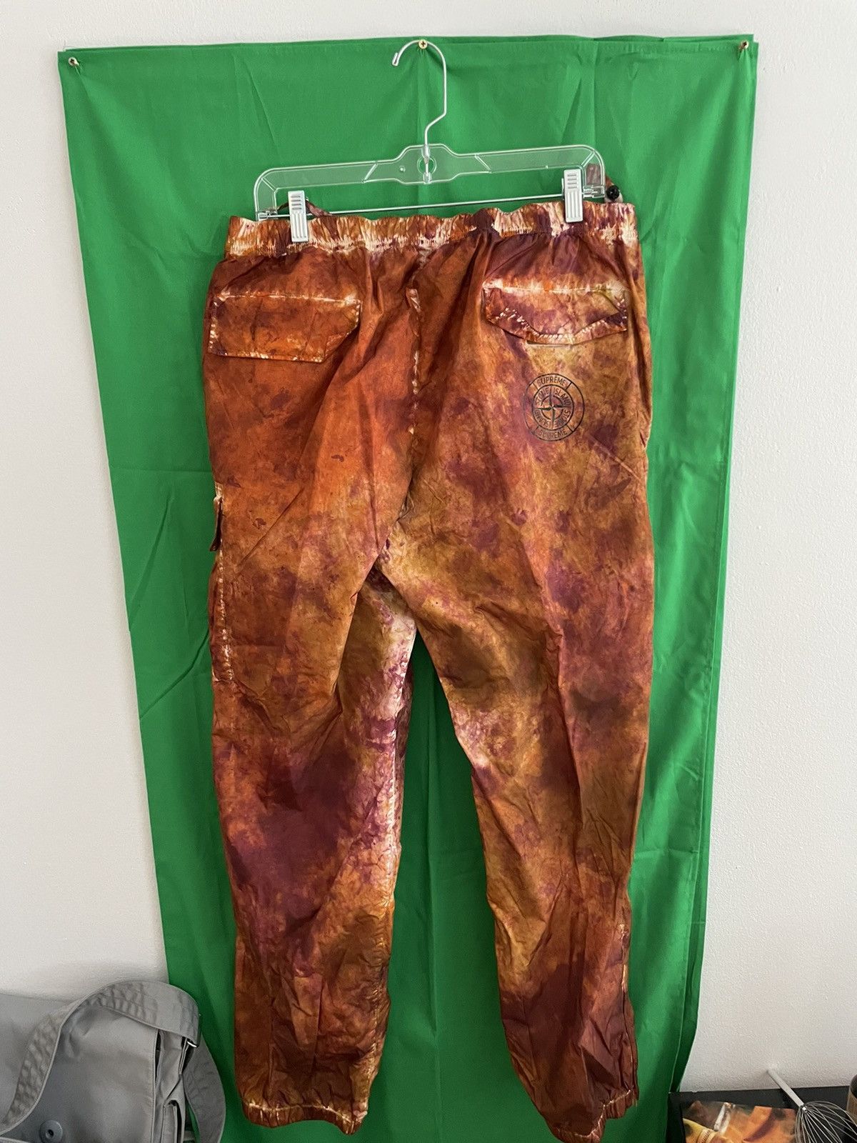 Supreme Stone Island Painted Camo Nylon Cargo Pant Coral