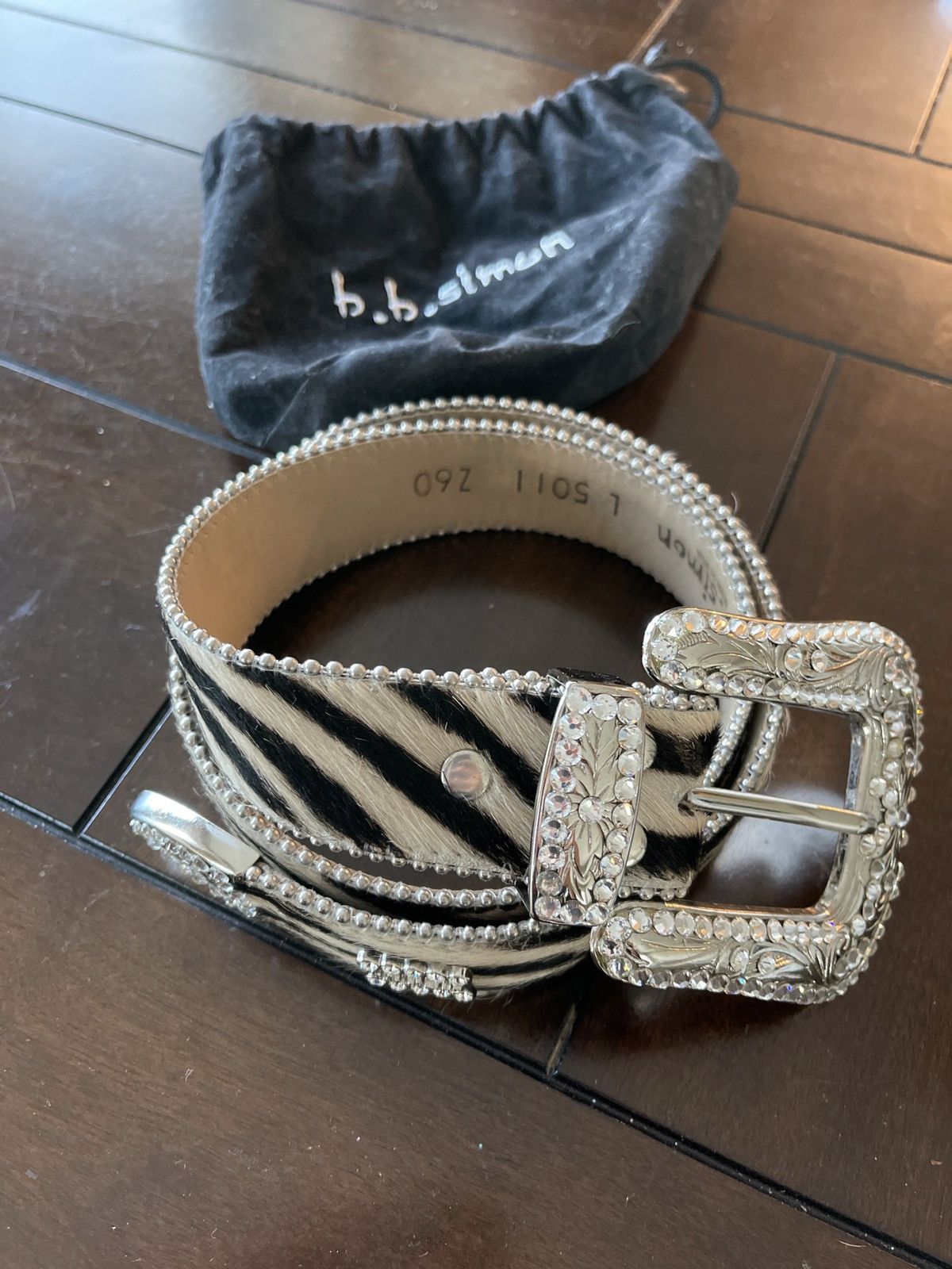 B.B. Simon Zebra Print Belt with Silver Buckle Amazon.com: Hair Calf Rhinestone Ornaments Zebra Print  main image 3