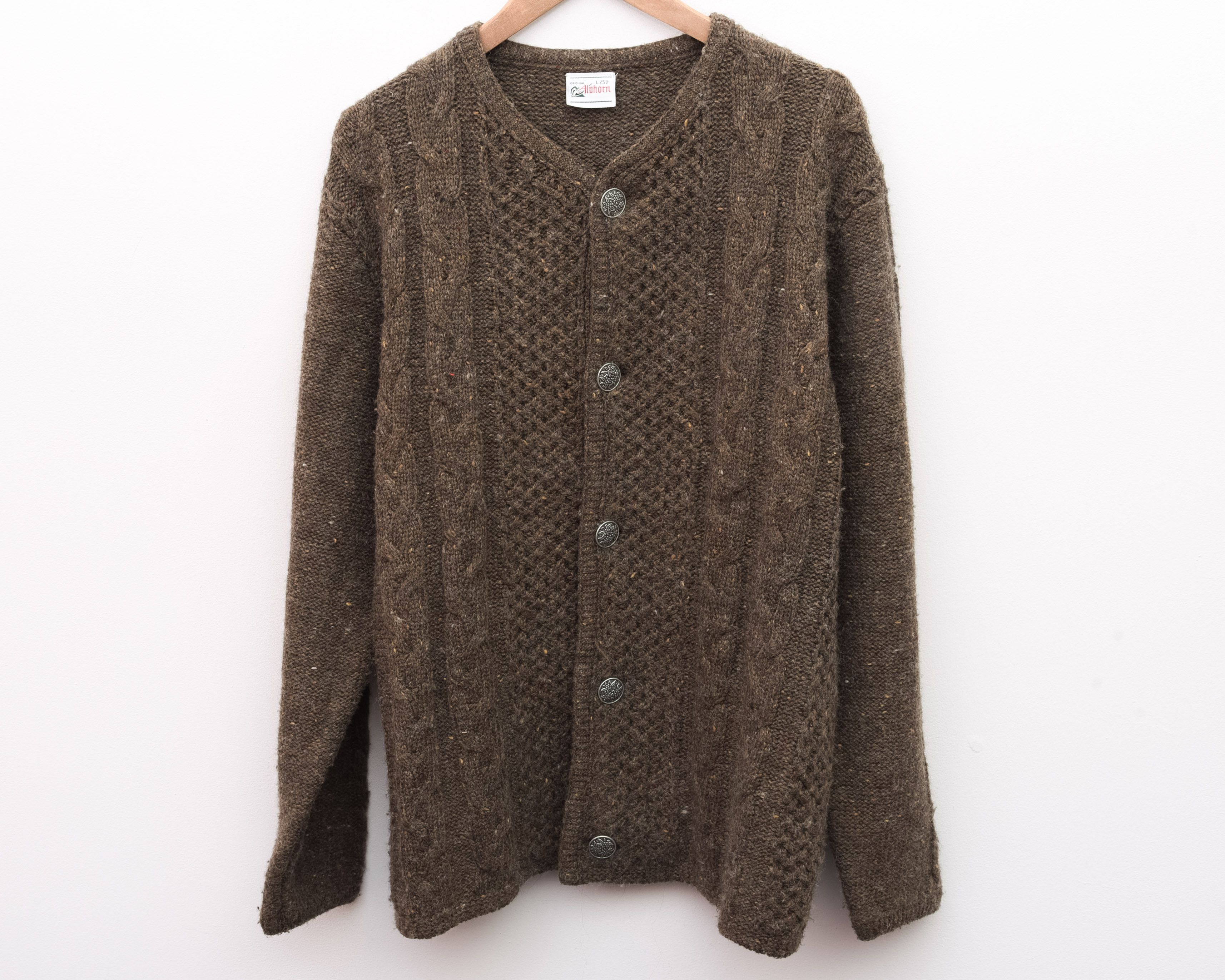 Other × Vintage ALUHORN Wool Cardigan Chunky Knitt Sweater Jumper Size US L / EU 52-54 / 3 - 1 Thumbnail