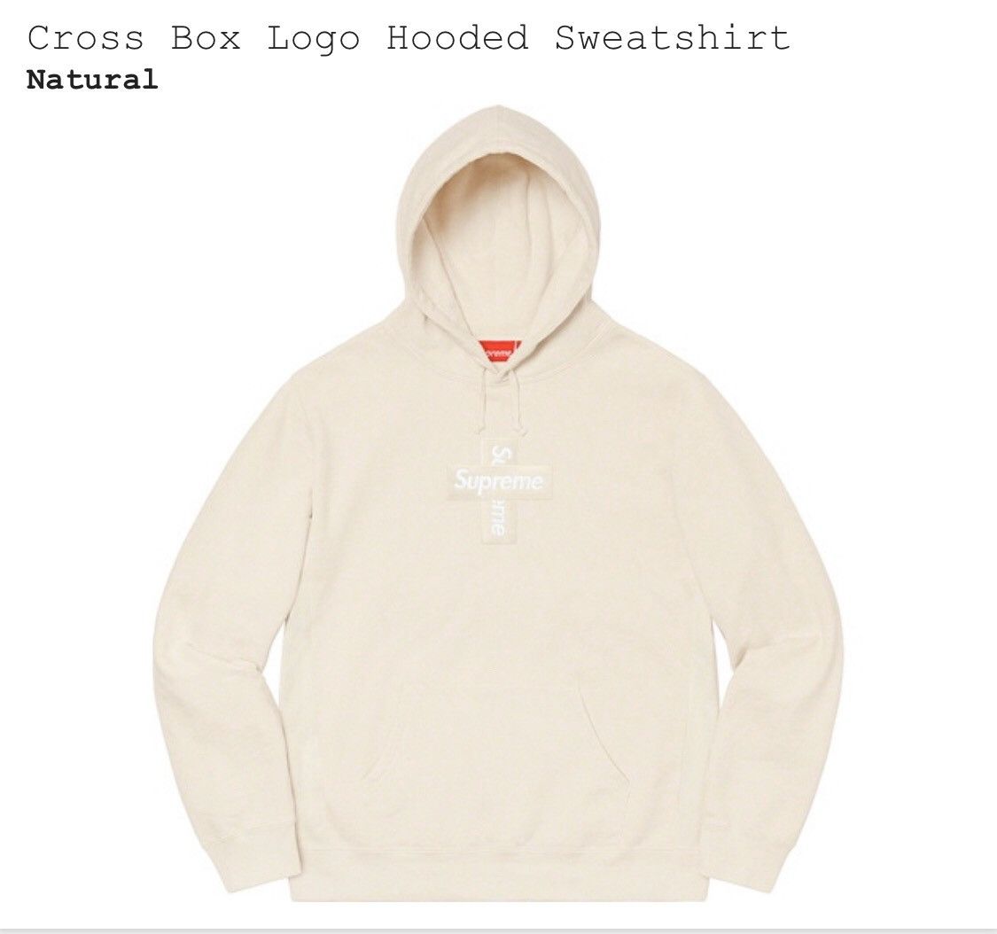 Supreme Cross Box Logo Hooded Sweatshirt 'Natural' | Cream | Men's Size 106