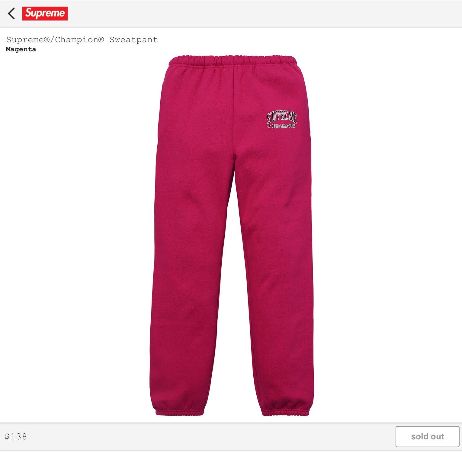 Supreme Champion 3D Metallic Sweatpant Black