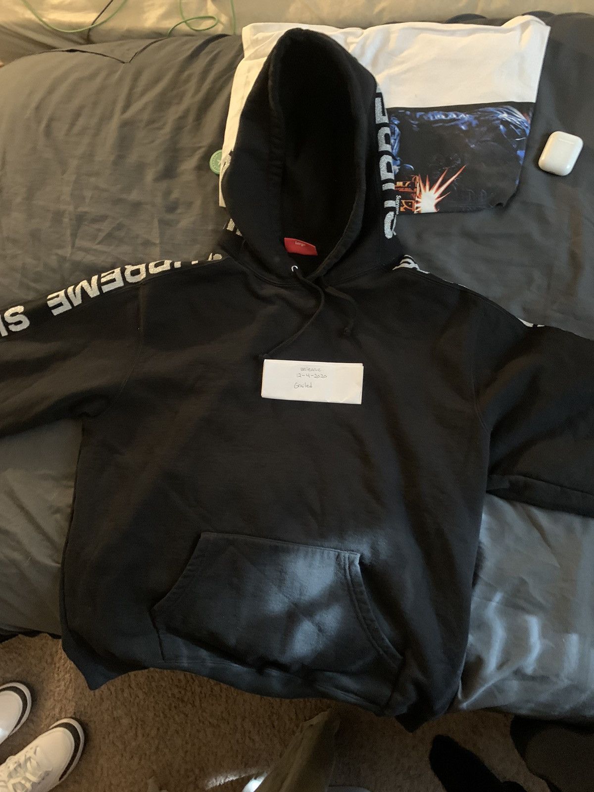 Supreme × Vintage Supreme Metallic Rib Hoodie (Black) Size US L / EU 52-54 / 3 - 1 Thumbnail