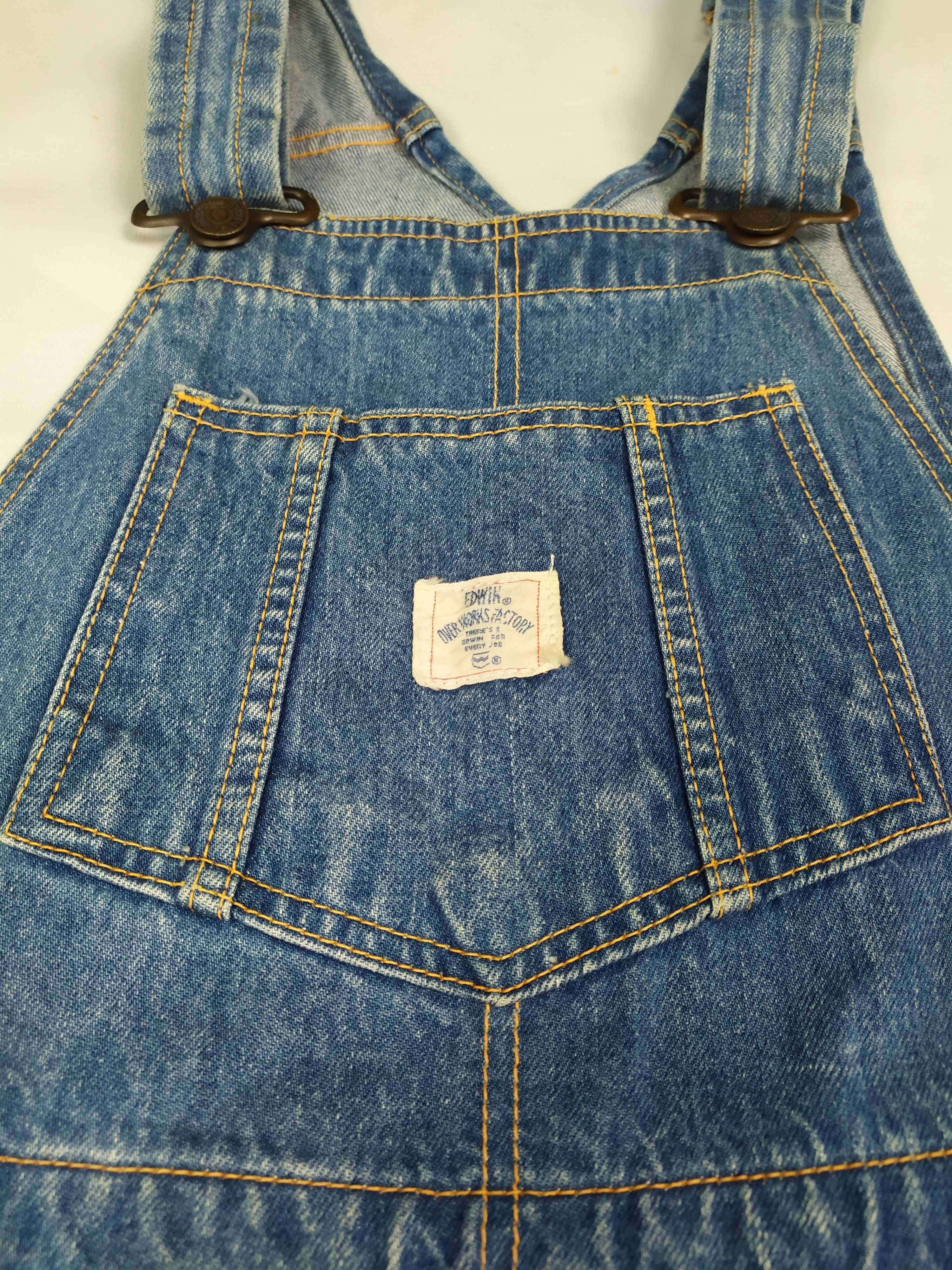 Edwin VINTAGE 90s Edwin Over Works Fastory Denim Overall Size US 32 / EU 48 - 7 Thumbnail
