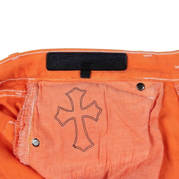Chrome Hearts × Gallery Dept. Chrome Hearts Orange Art Basel Patchwork Denim Size US 31 - 9 Thumbnail