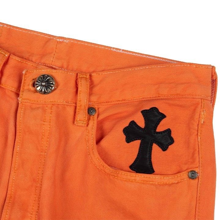 Chrome Hearts × Gallery Dept. Chrome Hearts Orange Art Basel Patchwork Denim Size US 31 - 4 Thumbnail
