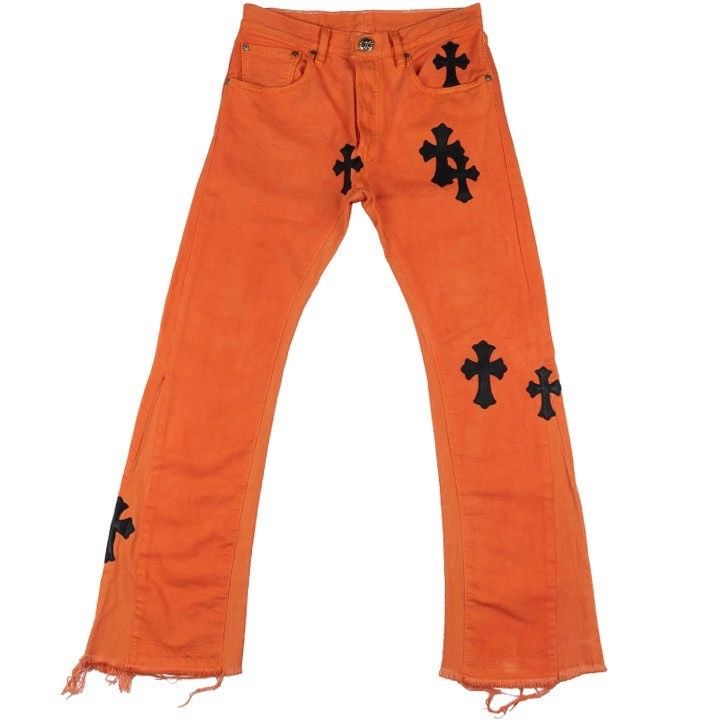 Chrome Hearts Orange Art Basel Patchwork Denim