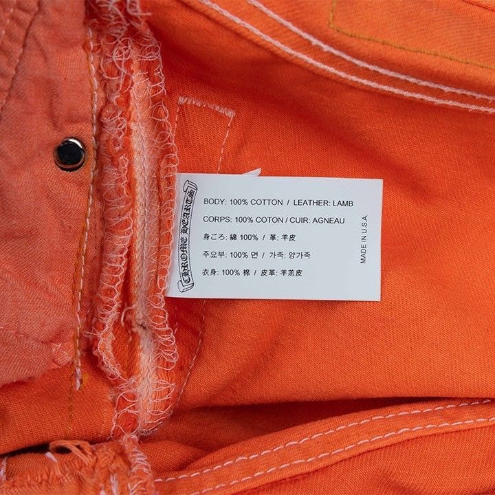 Chrome Hearts × Gallery Dept. Chrome Hearts Orange Art Basel Patchwork Denim Size US 31 - 8 Thumbnail