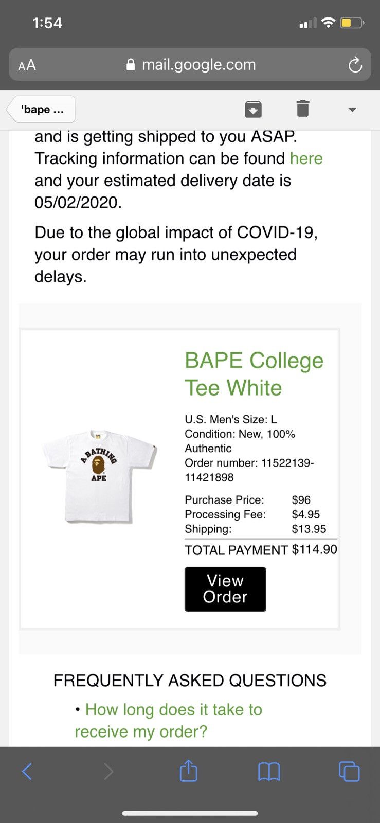 Bape CLASSIC Bape College Tee White Size US L / EU 52-54 / 3 - 4 Thumbnail