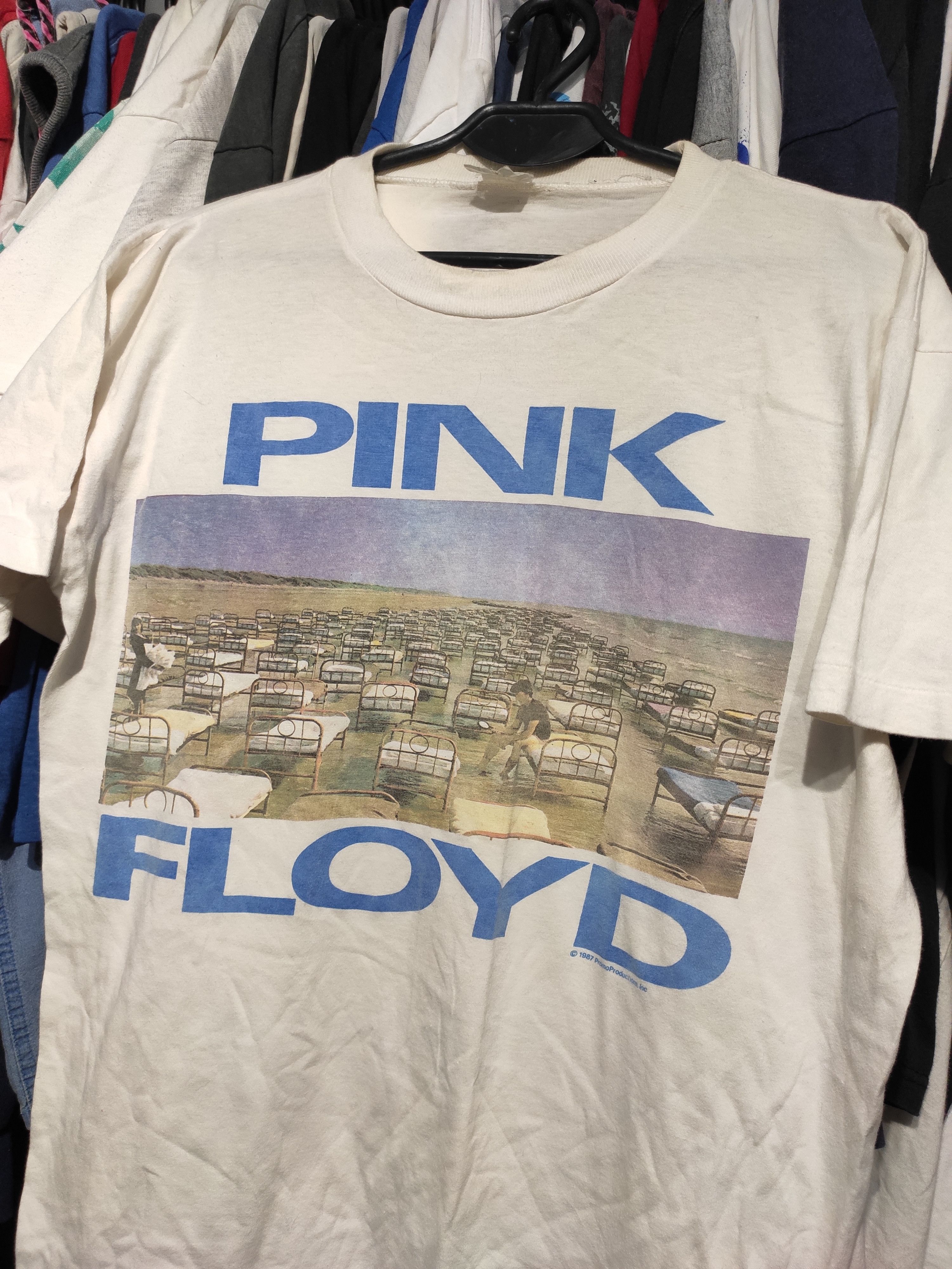 T-shirt Vintage Pink Floyd World Tour 1987 - Taille XL - Usé Vieilli - Occasion Très Bon État