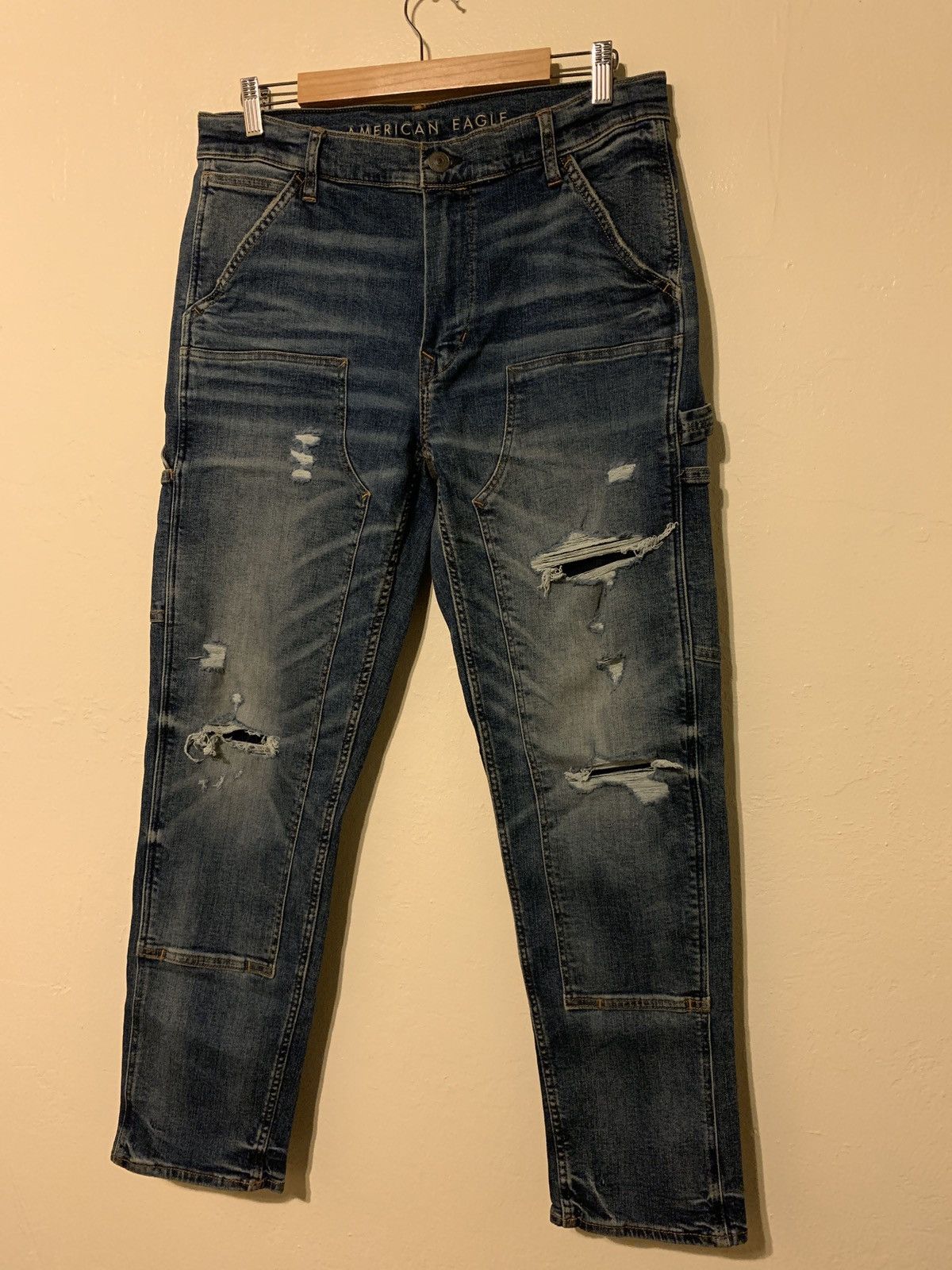 American Eagle Outfitters *RARE* Brand New AEO Distressed Double-Knee Cargo Jeans - 32 Size US 32 / EU 48 - 1 Thumbnail