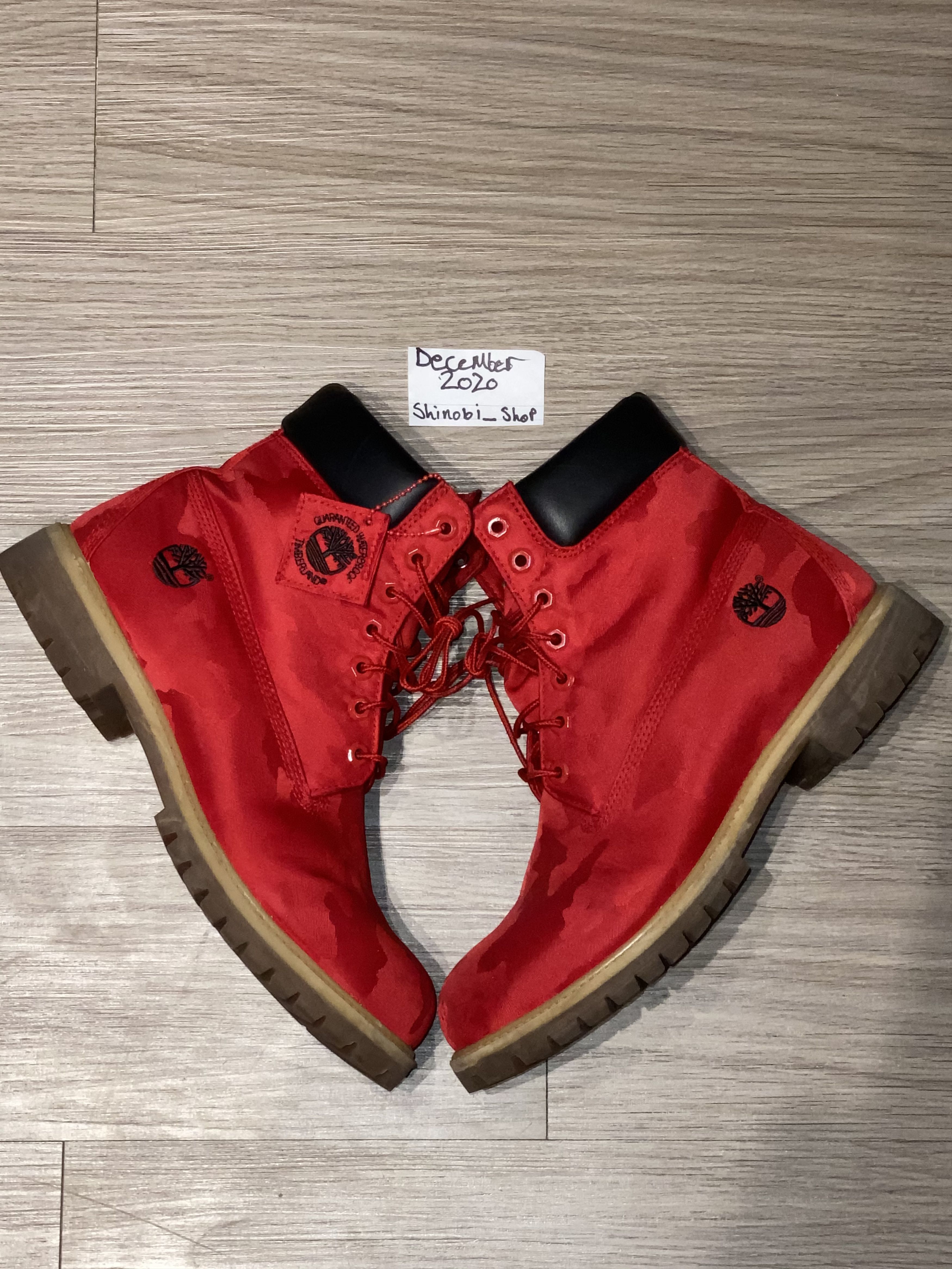 Red camouflage timberland boots hot sale