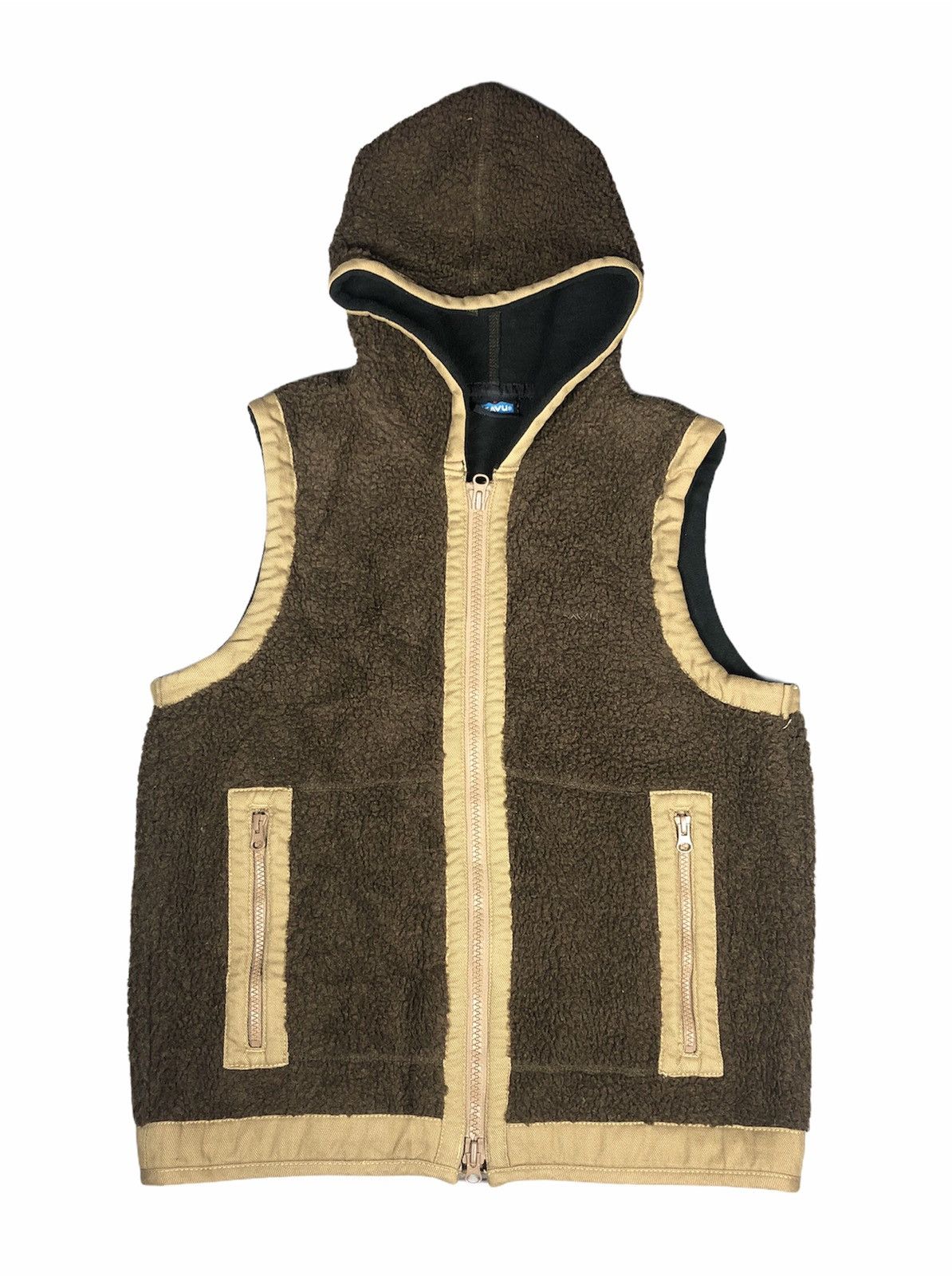 image of Kavu Fleece Hooded Vest in Brown, Men's (Size Small)