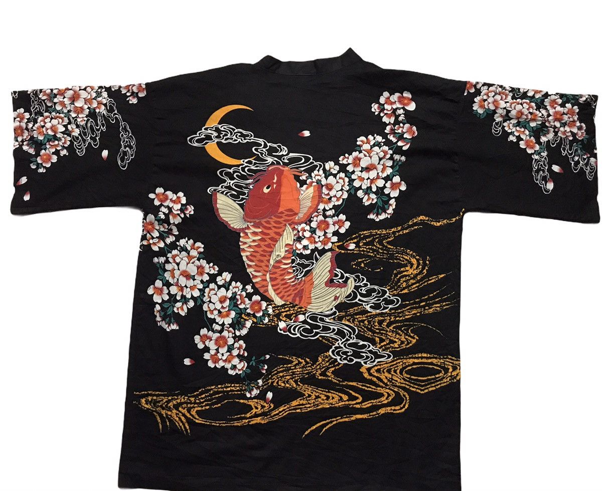Vintage japanese Kimono Sukajan Koi Noragi Cardigan Jacket