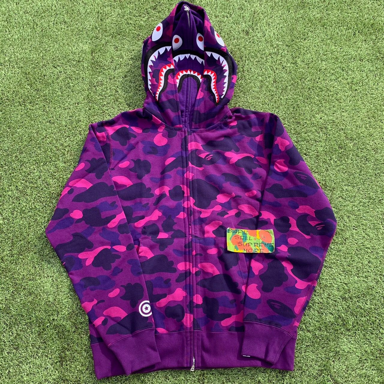 Bape BAPE ufeffDouble Shark purple camo Full Zip Hoodie | Grailed