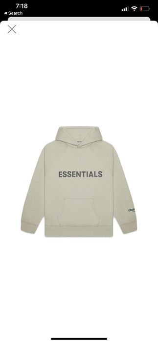 Fear of god essentials 3d online silicon applique pullover hoodie moss