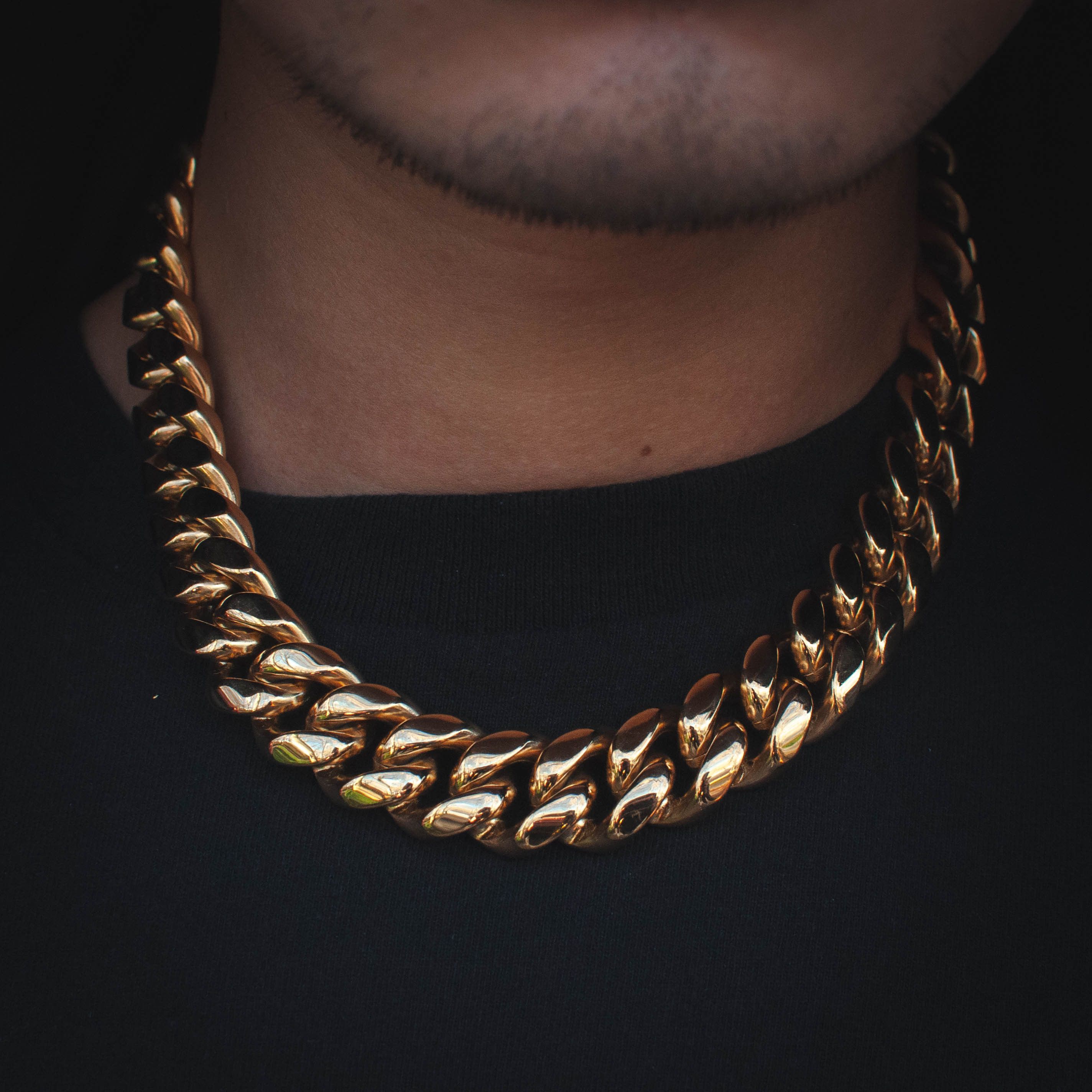 18k Yellow Gold 18mm Miami Cuban Link Chain Choker