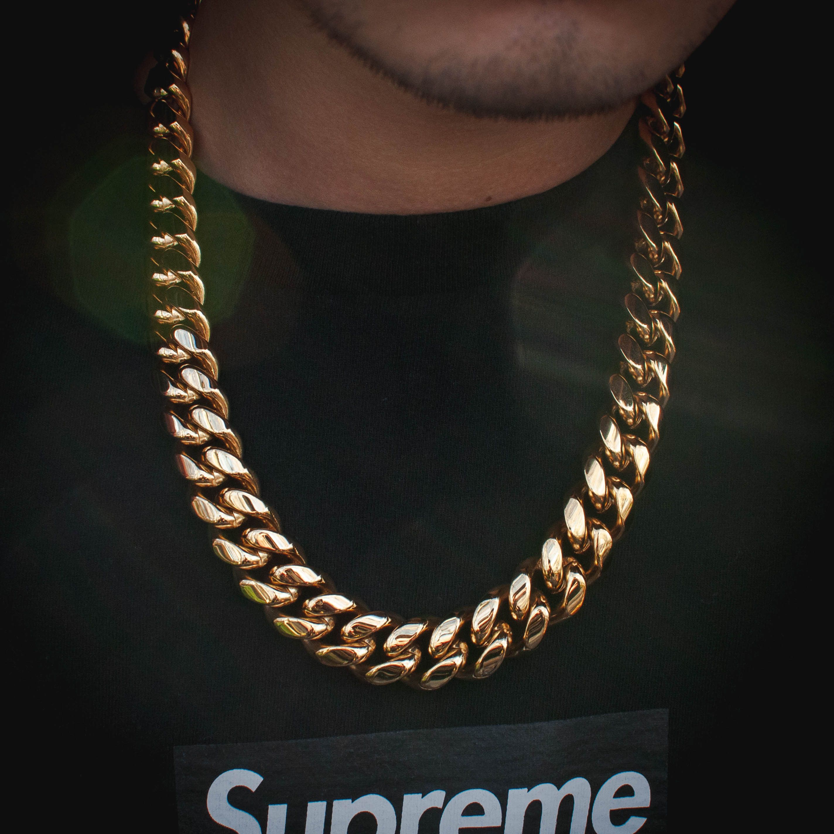 18k Yellow Gold 18mm Miami Cuban Link Chain Choker