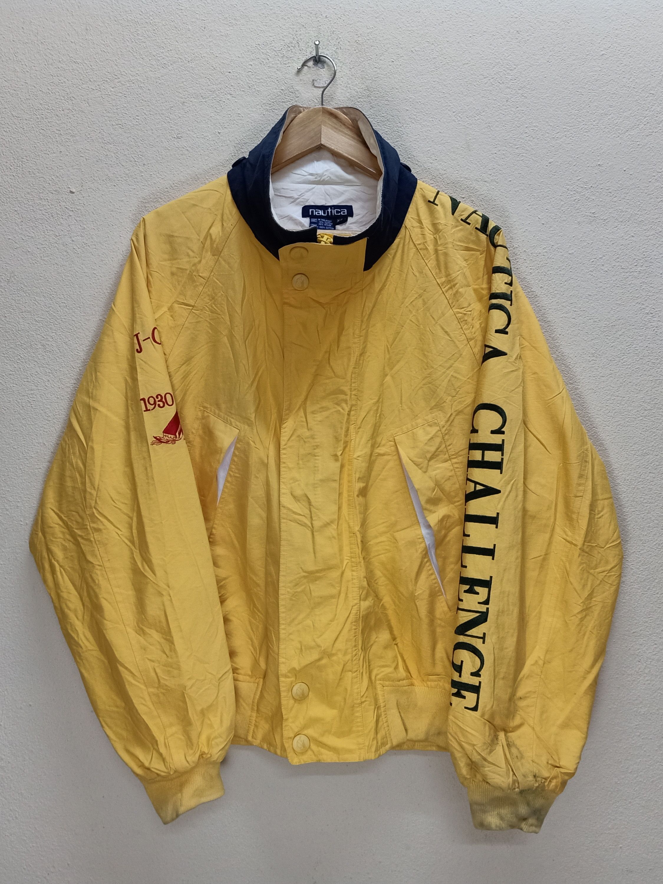 Nautica × Vintage NAUTICA 90s Embroidered Logo Yellow Jacket | Grailed