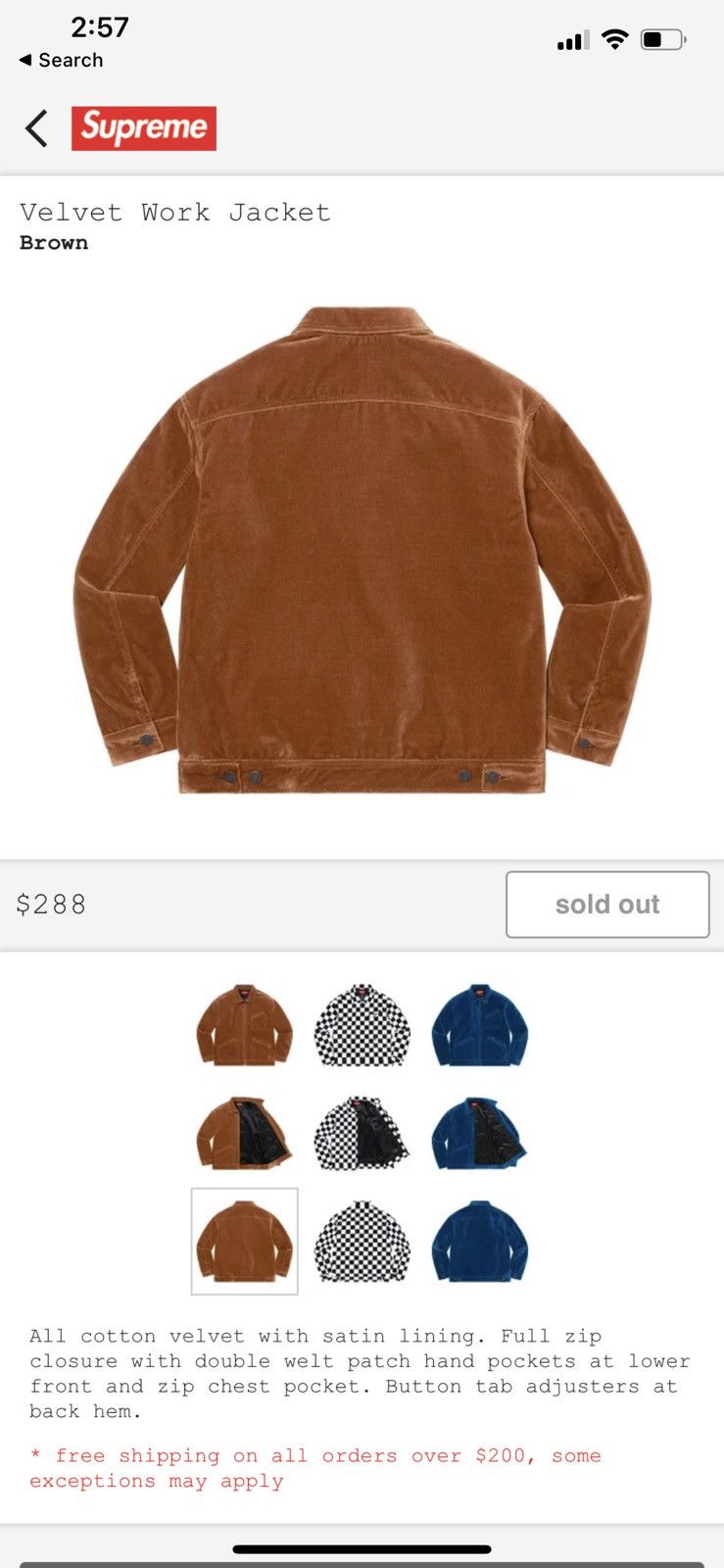 Supreme Supreme velvet work jacket fw20 brown Size US XL / EU 56 / 4 - 8 Thumbnail