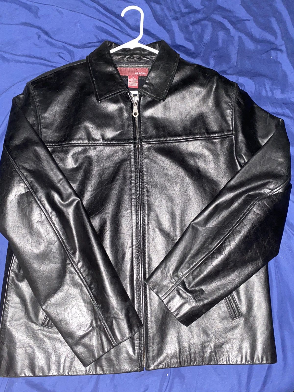 Merona men's leather on sale jacket